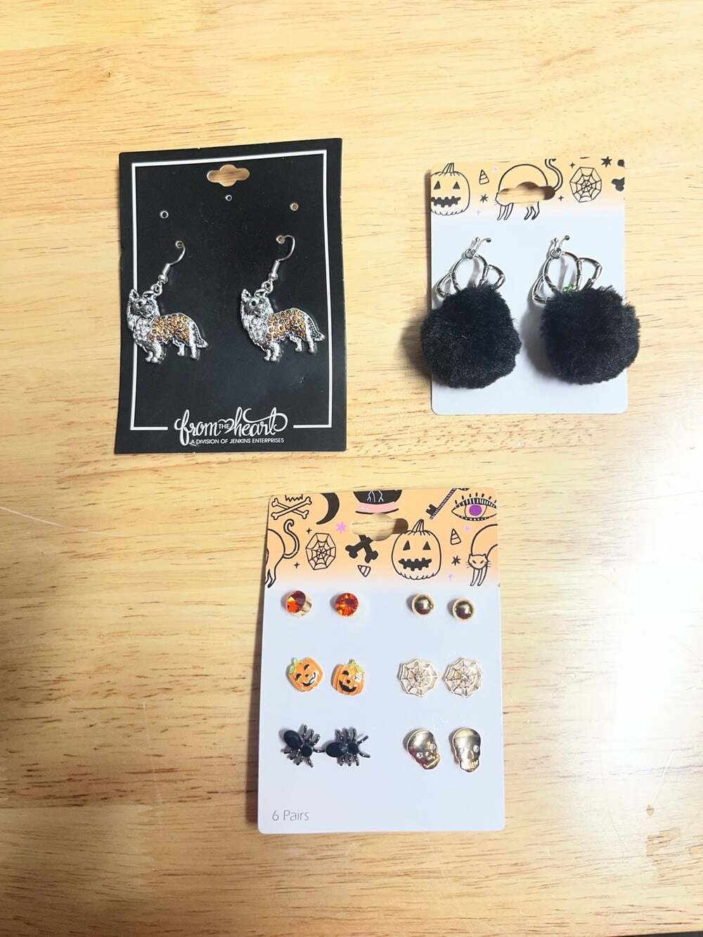 From the Heart Corgi Crystal Accented Dangle Earrings Plus Two Halloween Sets